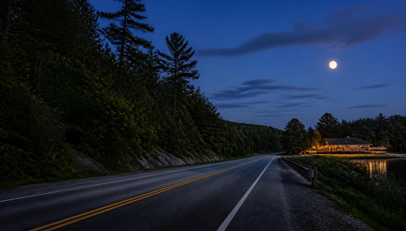 Highway 11 at dusk near Washago